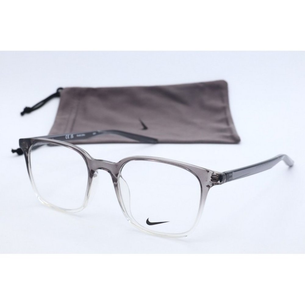New Nike JUST DO IT NK 7124 035 Square Translucent Gray Eyeglasses Clear Lenses